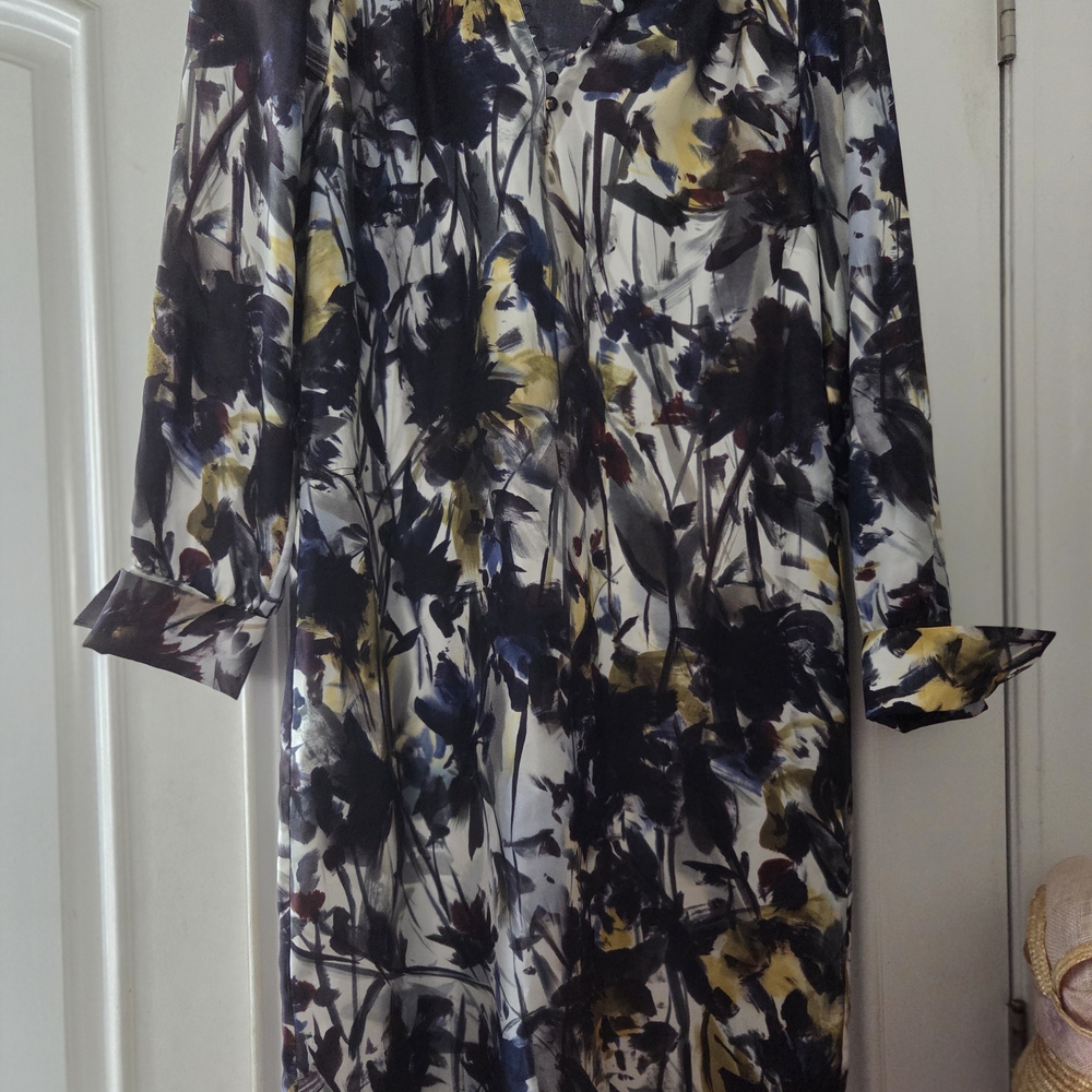 Worth Black and Yellow Floral Long Sleeve Dress